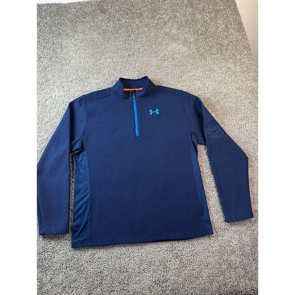 Under Armour Jacket Mens Extra Large Blue 1/4 Zip Thermal Knit Loose Pullover * - Picture 2 of 11